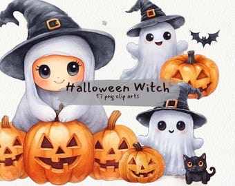 Halloween Witch printable clipart, png format, transparent background, instant download, commercial use, 300dpi