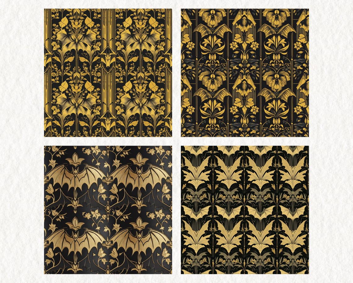 Golden Gothic Pattern Seamless Digital Papers - Printable Scrapbook ...