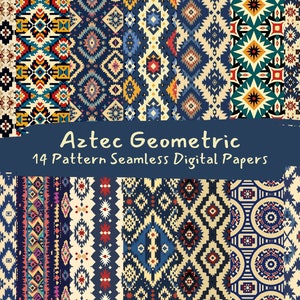 Aztec Geometric Pattern Seamless Digital Papers - printable scrapbook paper instant download, commercial use, 300dpi