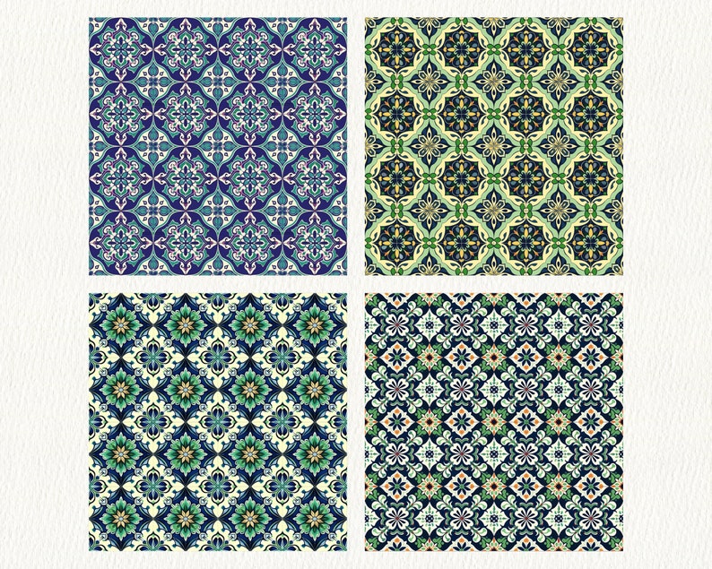 Moroccan Tile Pattern Seamless Digital Papers Printable Scrapbook Paper ...