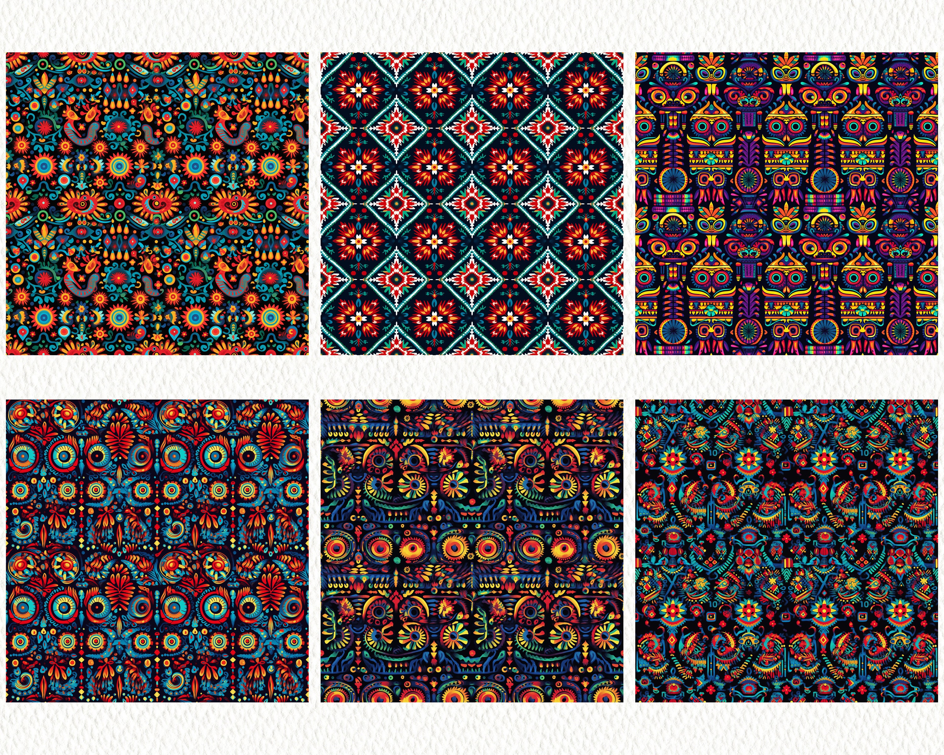 Mexican Huichol Pattern Seamless Digital Papers - Tile Patterns ...
