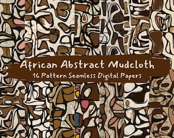 African Abstract Mudcloth Pattern Seamless Digital Papers - printable scrapbook paper png instant download commercial use 300dpi