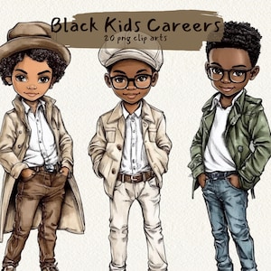 Imágenes prediseñadas imprimibles de Black Kids Careers, formato png, fondo transparente, descarga instantánea, uso comercial, 300 ppp