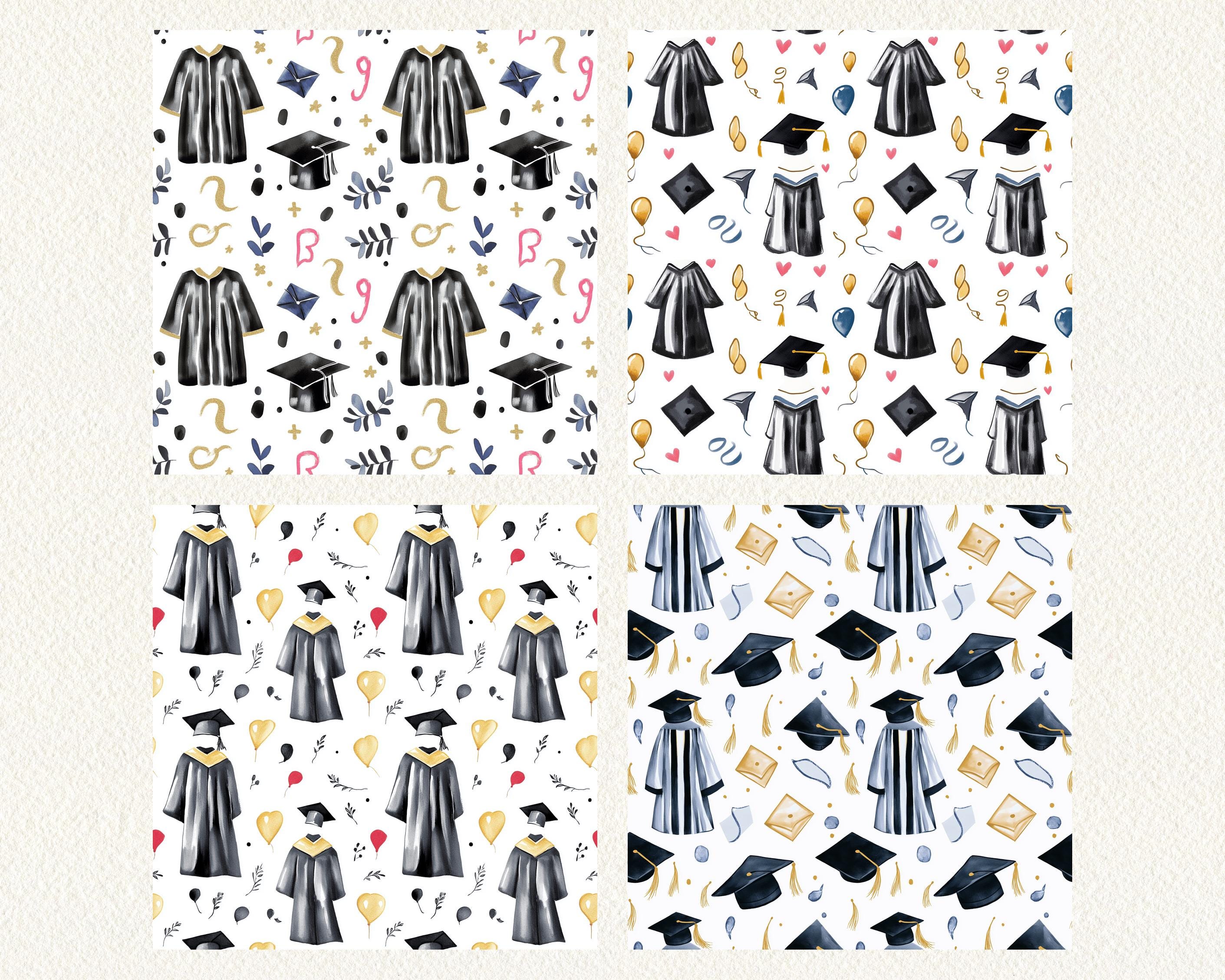 Printable Graduation Patterns Graduation Cap Gown Repeat Pattern Seamless Digital Papers - Printable ...