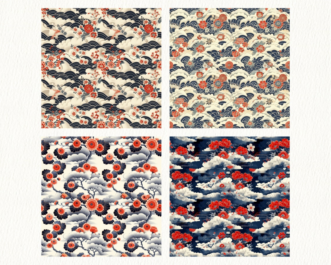 Japan Color Impression Japan Impression Pattern Seamless Digital Papers - Printable Scrapbook ...