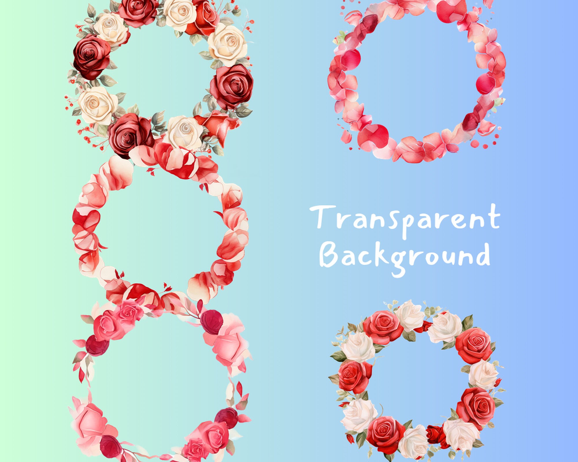 Rose Petals Frame Digital Printable Clip Art Graphics in PNG - Etsy