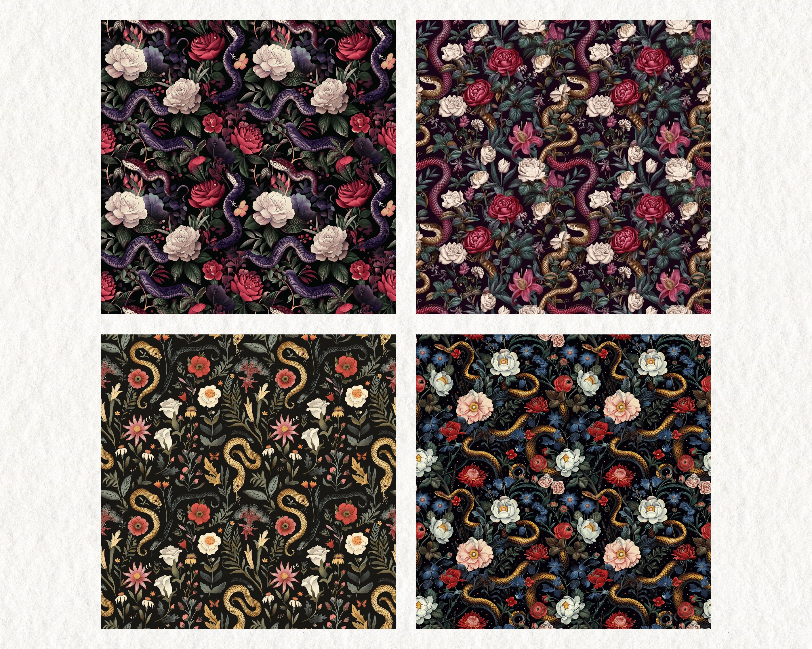 Witchy Snake Garden Pattern Seamless Digital Papers - Printable ...