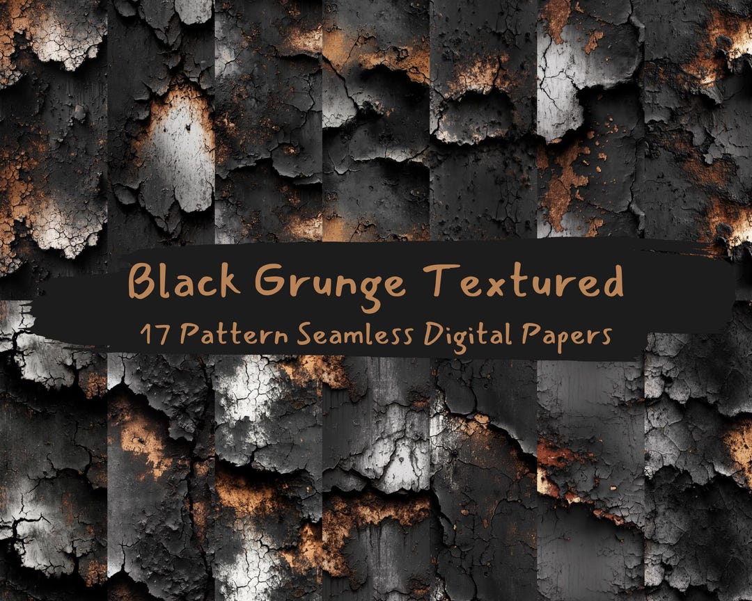 Black Grunge Textured Pattern Seamless Digital Papers - Printable ...