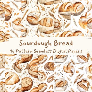 Sourdough Bread Pattern Seamless Digital Papers - printable scrapbook paper png instant download commercial use 300dpi