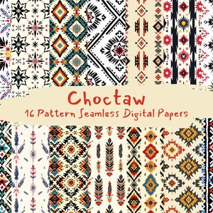 Choctaw Pattern Seamless Digital Papers - printable scrapbook paper instant download for commercial use, 300dpi