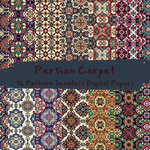 Persian Carpet Pattern Seamless Digital Papers - printable scrapbook paper instant download, commercial use, 300dpi