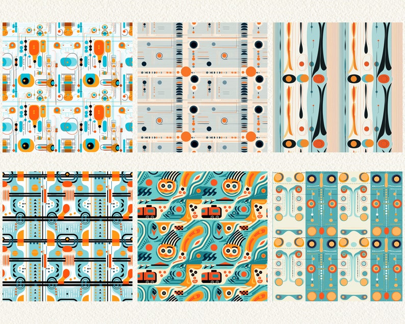 Abstract Rug Pattern Seamless Digital Papers - tile patterns printable scrapbook paper instant download for commercial use, 300dpi image 2