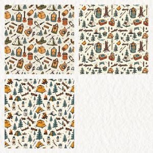 Camping Outdoor Pattern Seamless Digital Papers - printable scrapbook paper png instant download commercial use 300dpi image 5