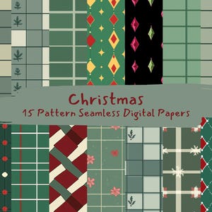 Christmas Pattern Seamless Digital Papers - printable scrapbook paper png instant download commercial use 300dpi