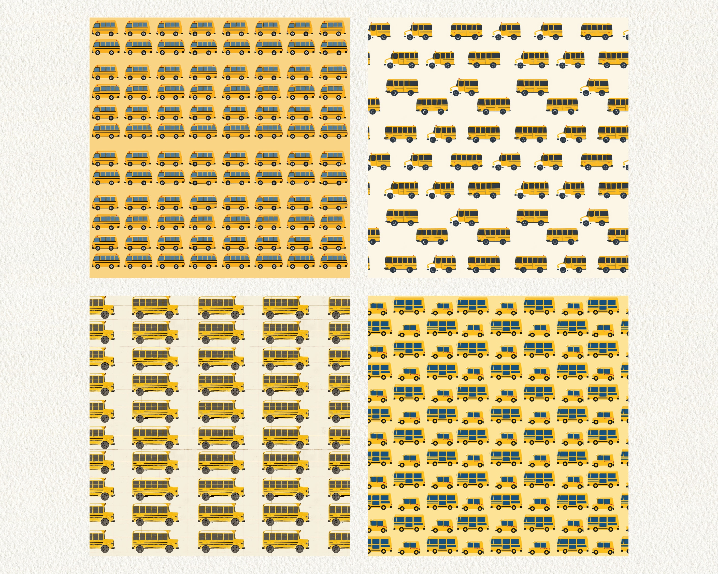 School Bus Pattern Seamless Digital Papers - Printable Scrapbook Paper ...