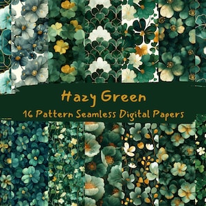 Hazy Green Pattern Seamless Digital Papers - printable scrapbook paper instant download, commercial use, 300dpi