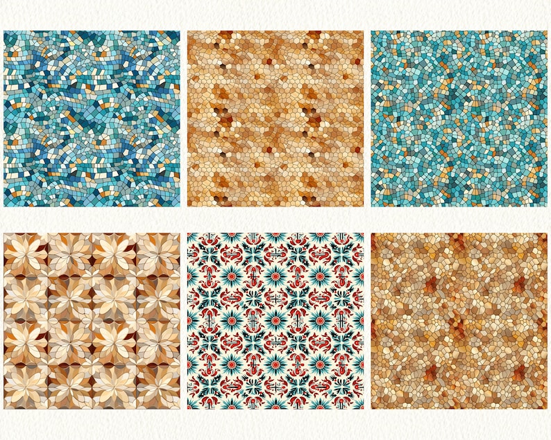 Mosaic Pattern Seamless Digital Paper Pack - Scrapbooking & Crafts ...