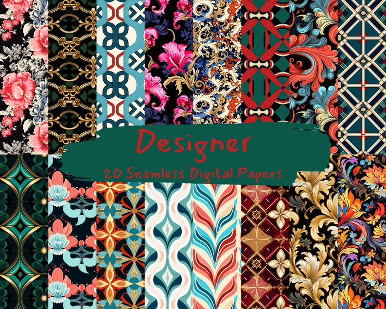 Designer Pattern Scrapbook Papers, Seamless Printable Patterns, Instant ...