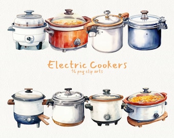 Electric Cookers, digital printable clip art graphics in PNG format transparent instant download for commercial use, Home, Kitchen, Tools