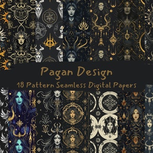 Pagan Design Pattern Seamless Digital Papers - printable scrapbook paper instant download, commercial use, 300dpi