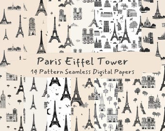 Paris Eiffelturm Muster nahtlose digitale Papiere - printable Scrapbook Papier png sofortiger Download kommerzielle Nutzung 300dpi