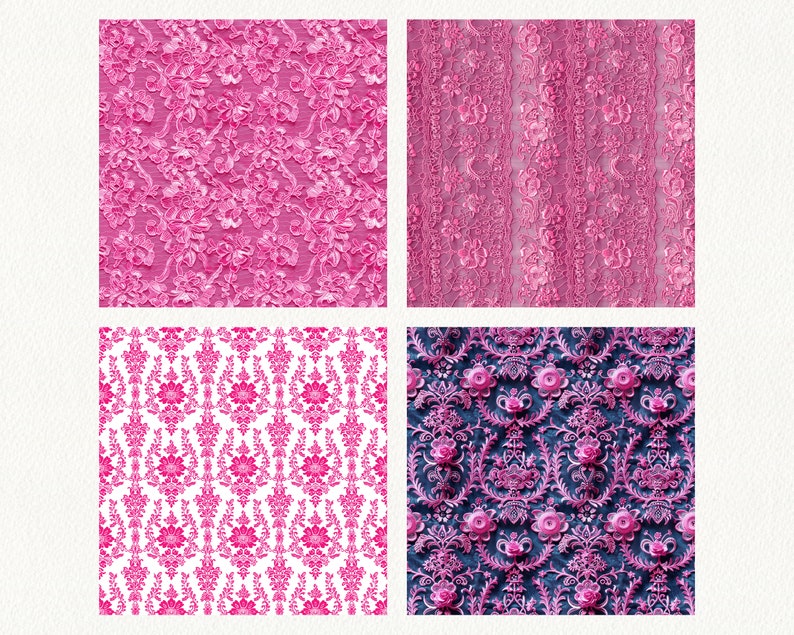 Hot Pink Lace Pattern Seamless Digital Papers - Printable Scrapbook ...