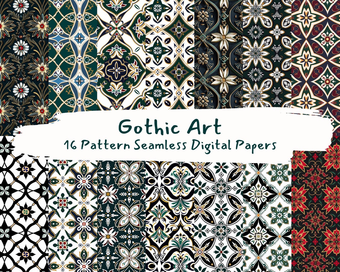 Gothic Art Pattern Seamless Digital Papers - Printable Scrapbook Paper ...