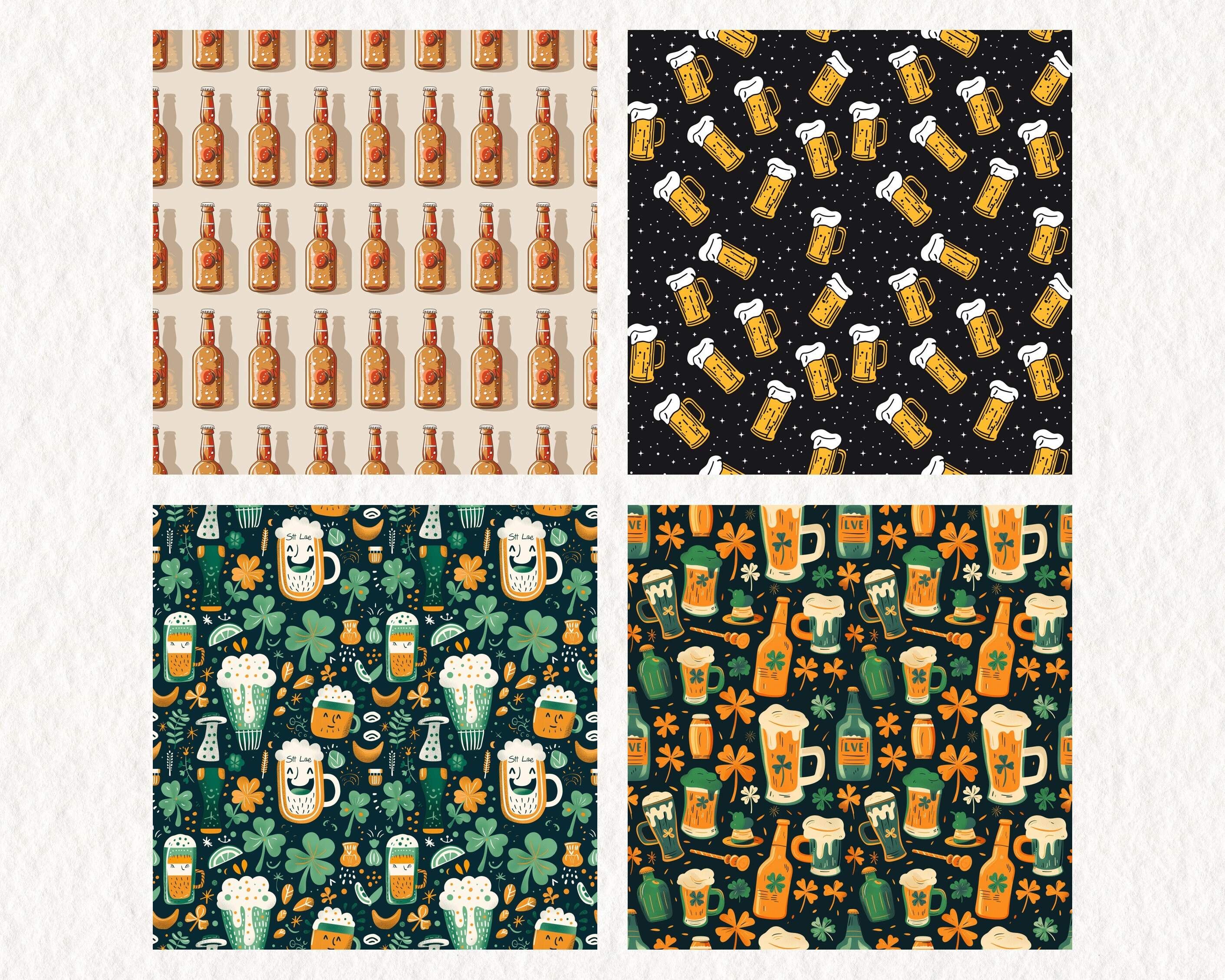 Summer Beer Pattern Seamless Digital Papers - Printable Scrapbook Paper ...