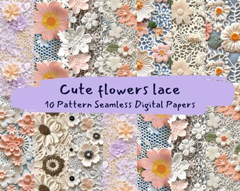 Green Lace Ephemera Seamless Digital Papers, Commercial Use, Instant ...