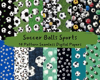 Soccer Balls Sports Pattern Seamless Digital Papers - printable scrapbook paper png instant download commercial use 300dpi