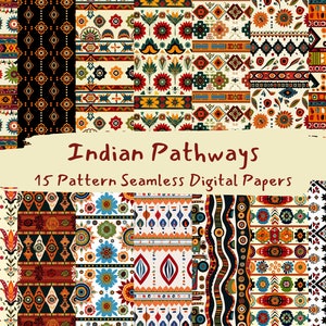 Indian Pathways Pattern Seamless Digital Papers - printable scrapbook paper instant download, commercial use, 300dpi