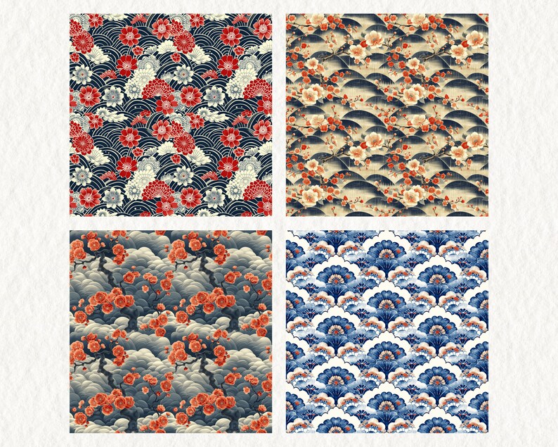 Japan Impression Pattern Seamless Digital Papers Printable Scrapbook ...