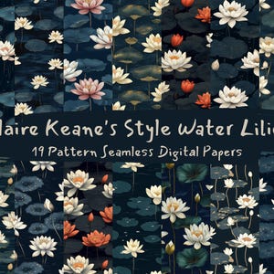 Claire Keane's Style Water Lilies Pattern Seamless Digital Papers ...