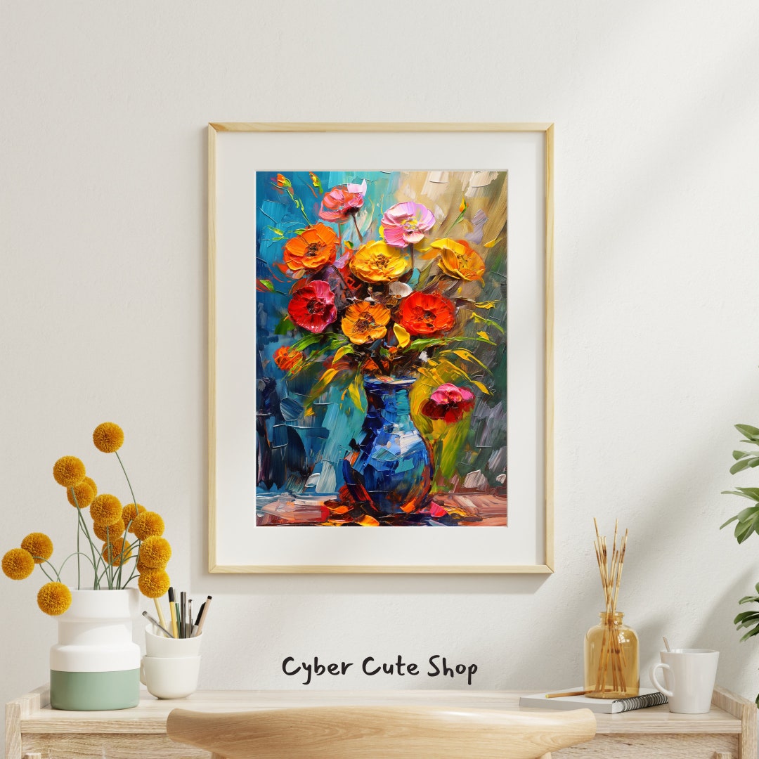 Vibrant Floral Symphony - DIGITAL Art, PRINTABLE Digital Download ...