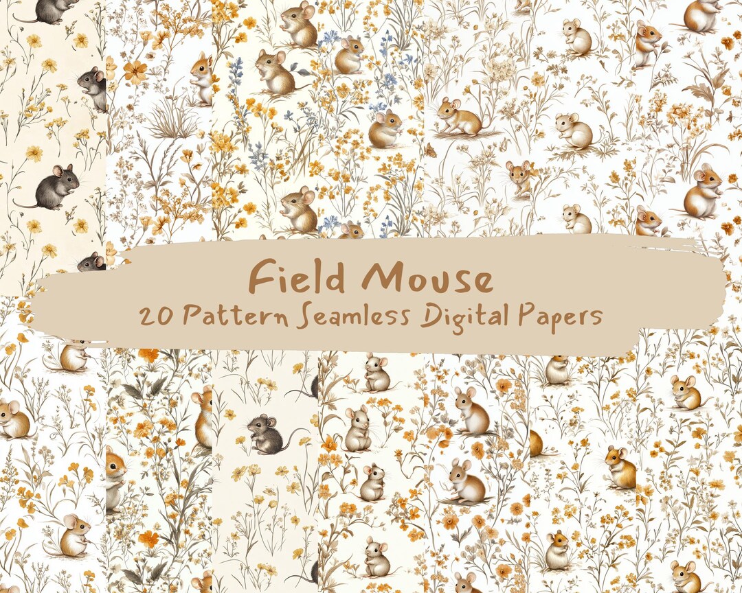 Field Mouse Pattern Seamless Digital Papers - Printable Scrapbook Paper ...