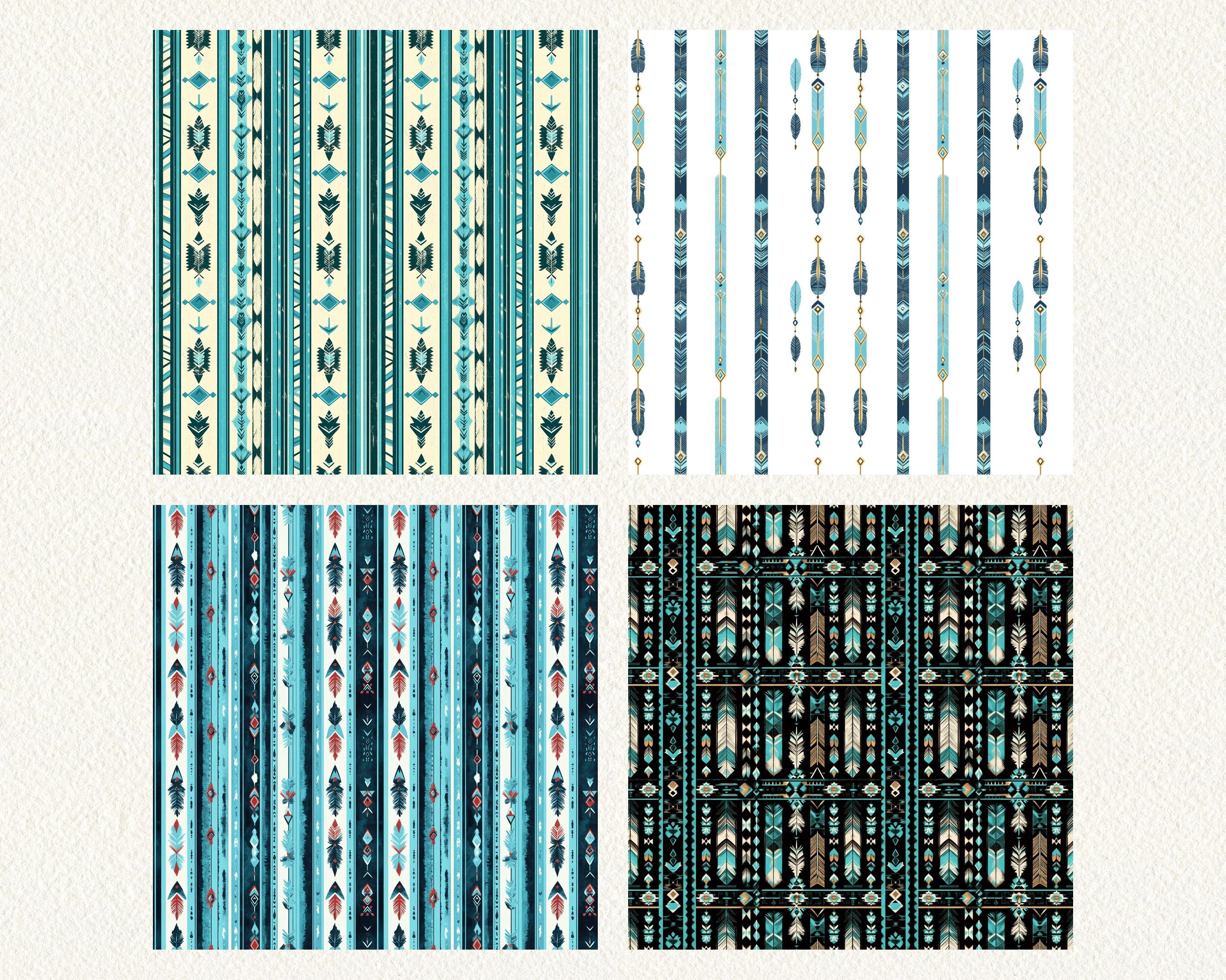 Aztec Tribal Turquoise Pattern Seamless Digital Papers - Printable ...