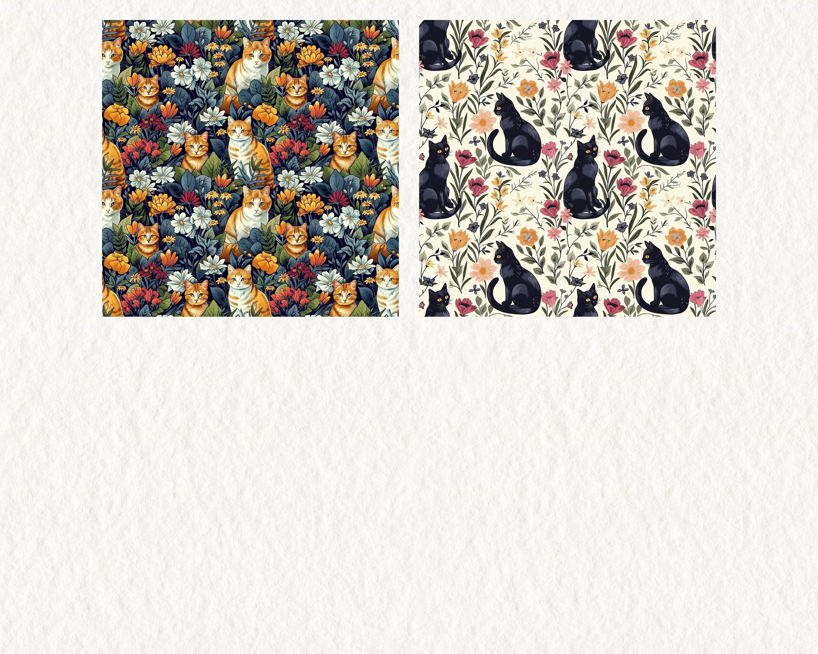 Cottagecore Cat Pattern Seamless Digital Papers - Printable Scrapbook ...
