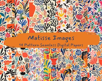 Matisse Images Pattern Seamless Digital Papers - printable scrapbook paper png instant download commercial use 300dpi