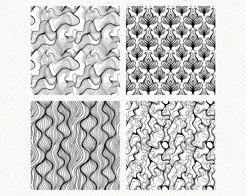 Monoline Pattern Mono Line Art Pattern Seamless Digital Papers - Tile Patterns Printable ...