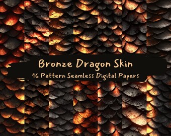 Bronze Dragon Skin Pattern Seamless Digital Papers - printable scrapbook paper png instant download commercial use 300dpi