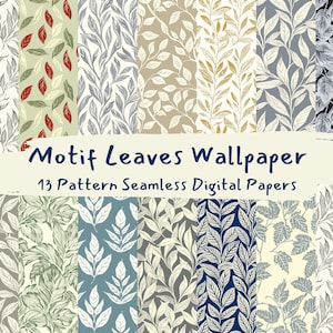 Motiv Blätter Wallpaper Muster nahtlose digitale Papiere - printable Scrapbook Papier Sofort-Download, kommerzielle Nutzung, 300dpi