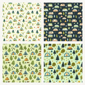 Camping Pattern Seamless Digital Papers - Printable Scrapbook Paper Png ...