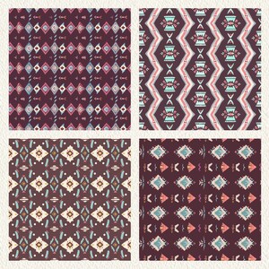 Boho Patch Pattern Seamless Digital Papers - printable scrapbook paper instant download, commercial use, 300dpi image 4