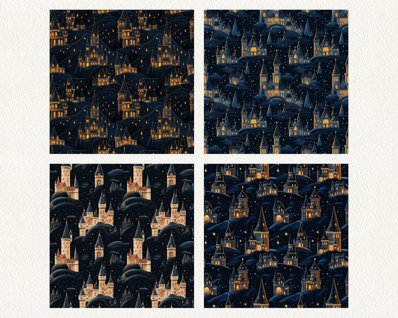 Wizard Castle Pattern Seamless Digital Papers - Printable Scrapbook ...