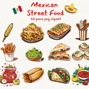 Mexican Street Food, Spanish, Hispanic, Digital Clip Art Graphics in