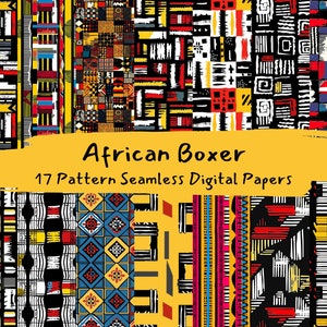 African Boxer Pattern Seamless Digital Papers - printable scrapbook paper instant download, commercial use, 300dpi