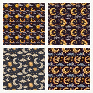 celestial eclipse Pattern Seamless Digital Papers - printable scrapbook paper instant download, commercial use, 300dpi image 3