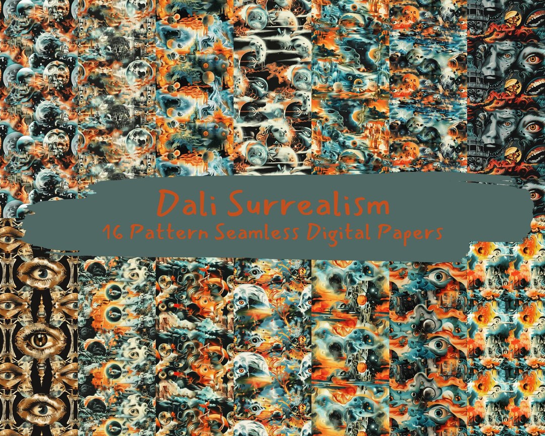 Dali Surrealism Pattern Seamless Digital Papers - Printable Scrapbook ...