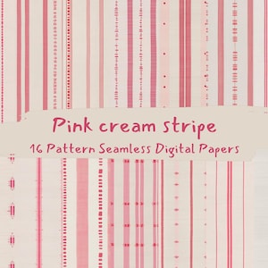 Pink cream stripe Pattern Seamless Digital Papers - printable scrapbook paper png instant download commercial use 300dpi