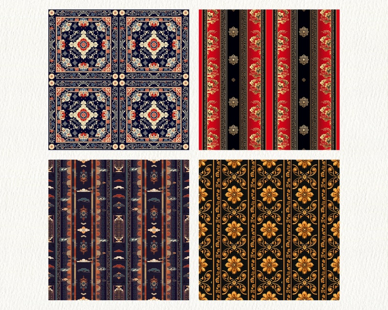 Luxury Chinese Pattern Seamless Digital Papers - Printable Scrapbook ...